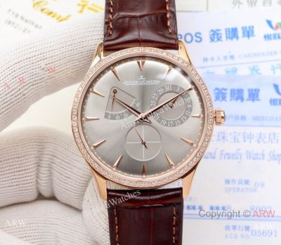 Clone Jaeger-LeCoultre Master Reserve de Marche Watch Rose Gold Diamond Gray Dial